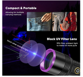 30W 365nm UV Torch Light USB Rechargeable Black Light Torches High Power UV Light for Resin Curing,Pet Urine Detection,Bed Bugs(Black) - Chronus